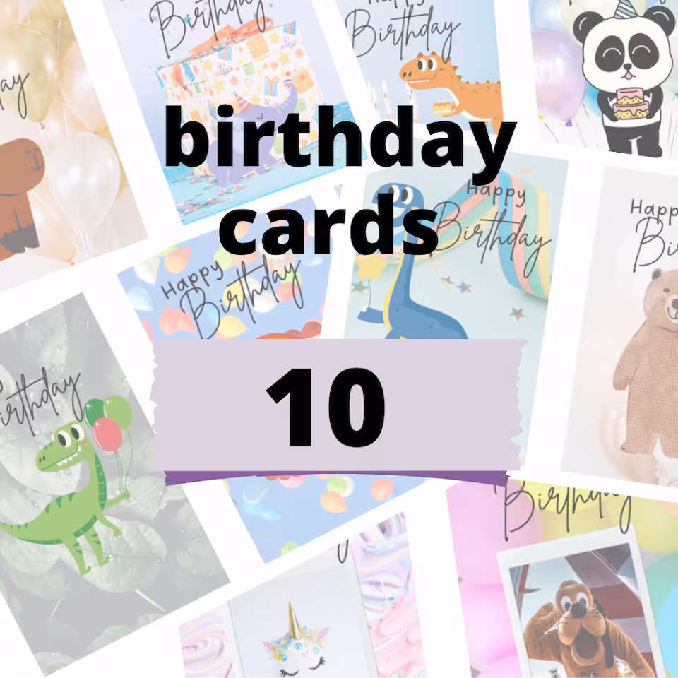 HAPPY birthday - Urodzinowe kartki PDF, 10 wersji