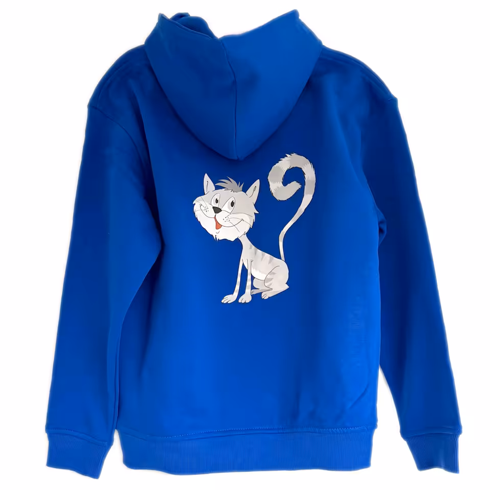 Uniwersalna bluza dziecięca z kapturem - KOT CUKIEREK (ciemnoniebieska, 9-11 lat)