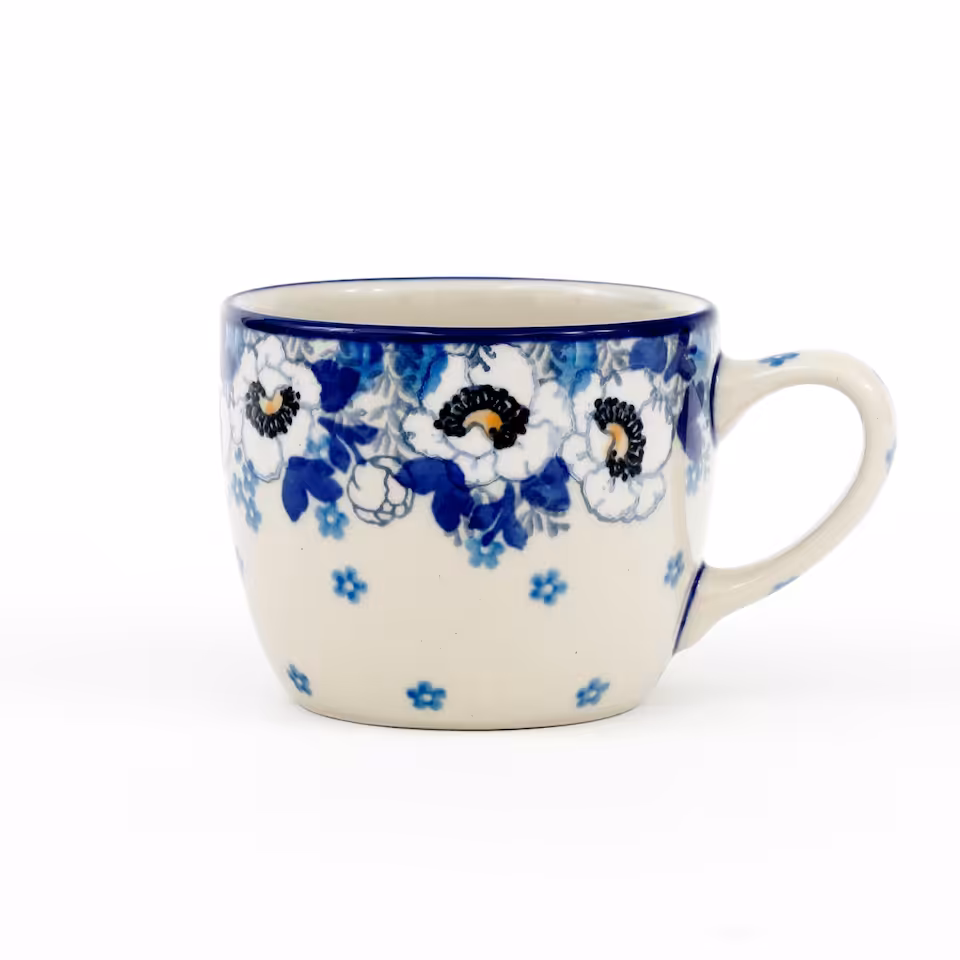 Kubek ceramiczny 0,17l 2222X Biało-niebieskie anemony