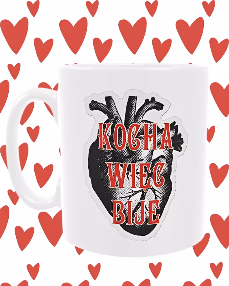 Kubek 330 ml Sarnodzieło SERCE kocha więc bije