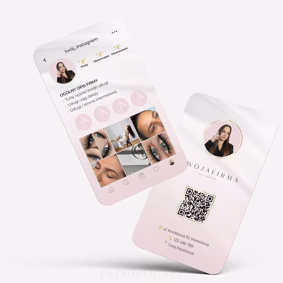 Wizytówka insta - pudrowy róż satyna