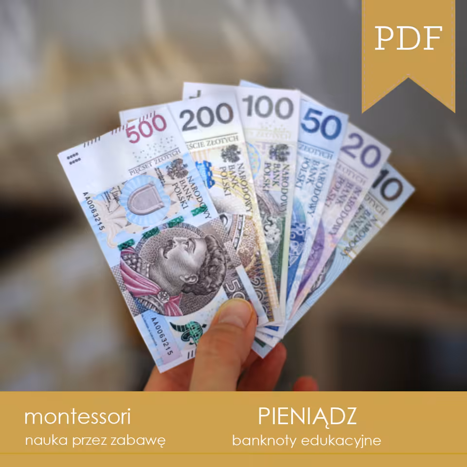 Banknoty do zabawy w sklep, bank, cukiernię