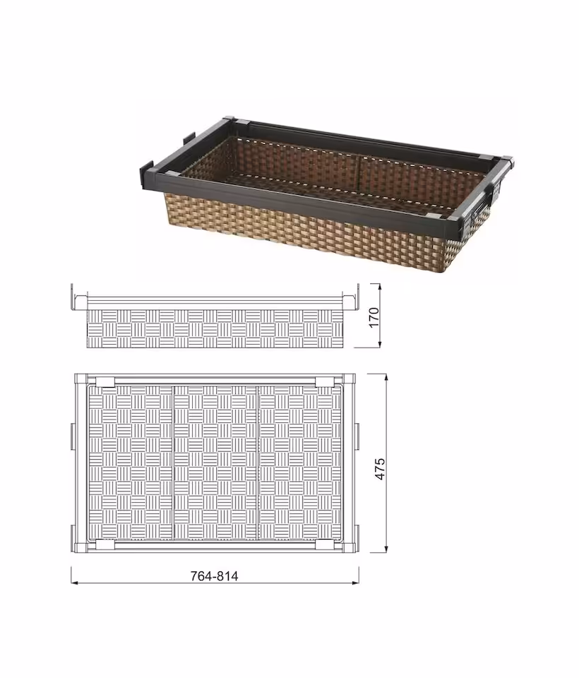 Kosz PVC rattan 800x500x170 mm, MOCCA