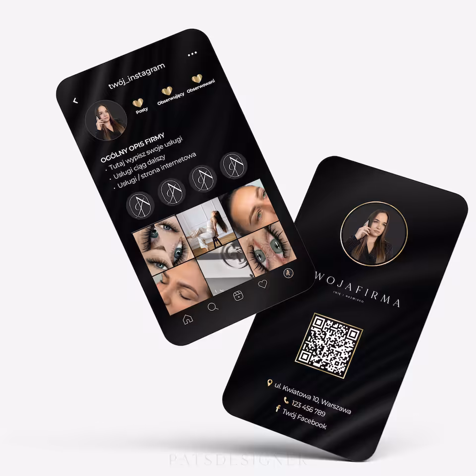 Wizytówka insta - czarna satyna
