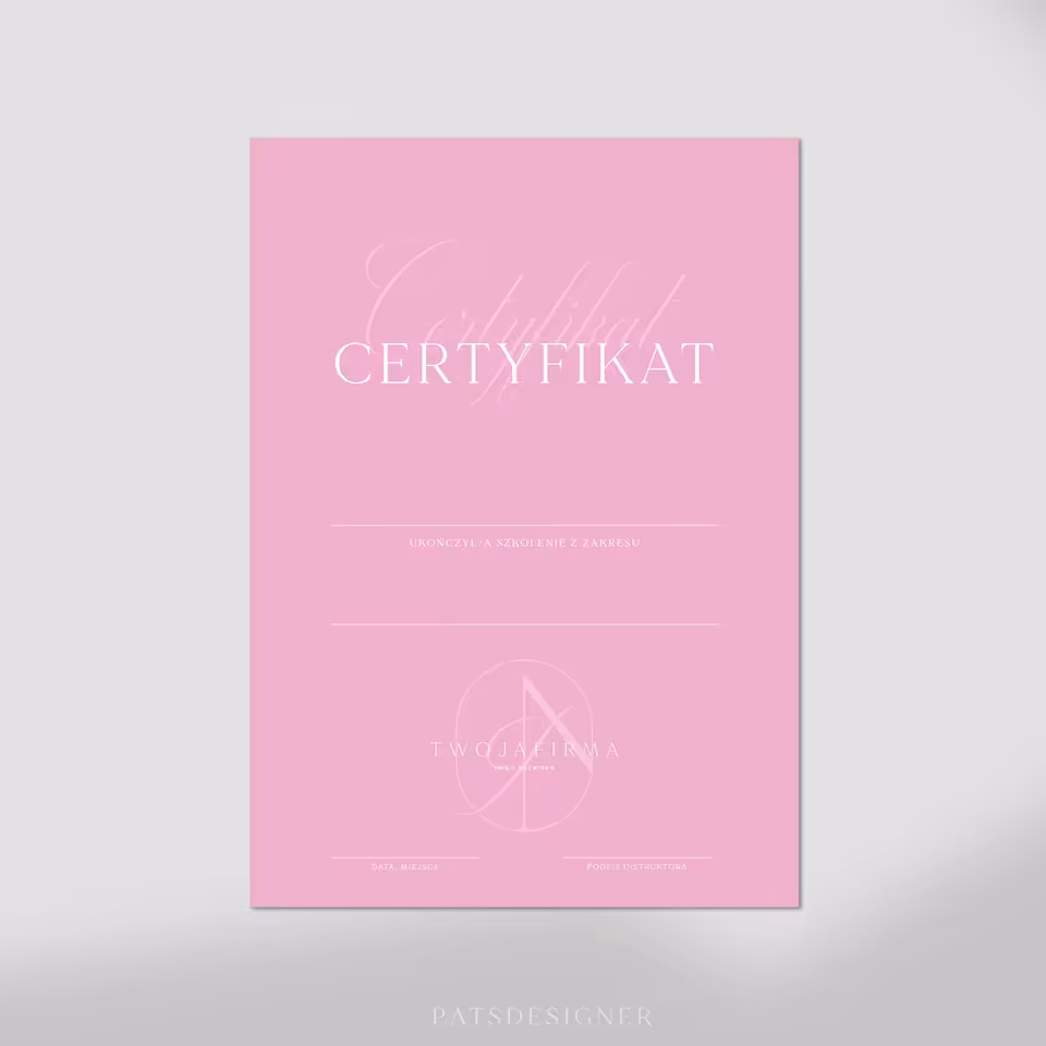 Certyfikat CLASSY pion - róż cukierkowy