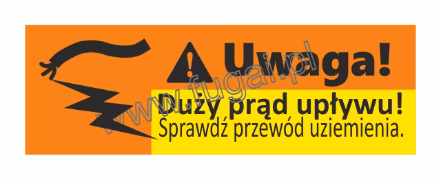 Naklejka "Duży prąd upływu" 48x16mm, folia, 10szt.