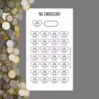 Wyzwanie finansowe na zwierzaki A6 PDF do druku