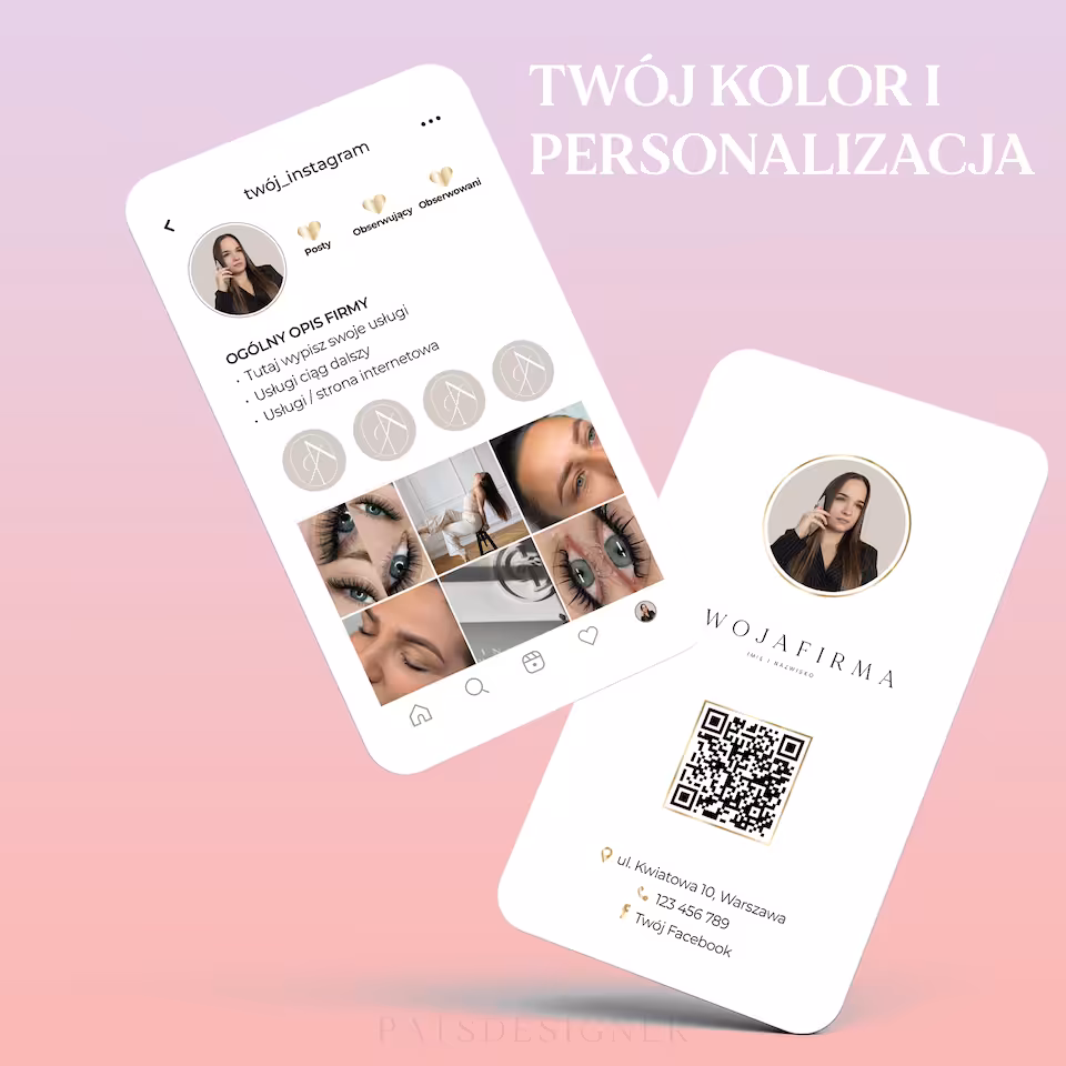 Wizytówka insta - własna personalizacja