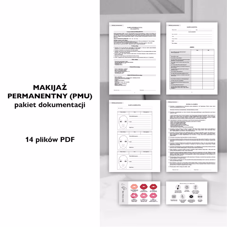MAKIJAŻ PERMANENTNY (j.pol) dokumenty zabiegowe PAKIET