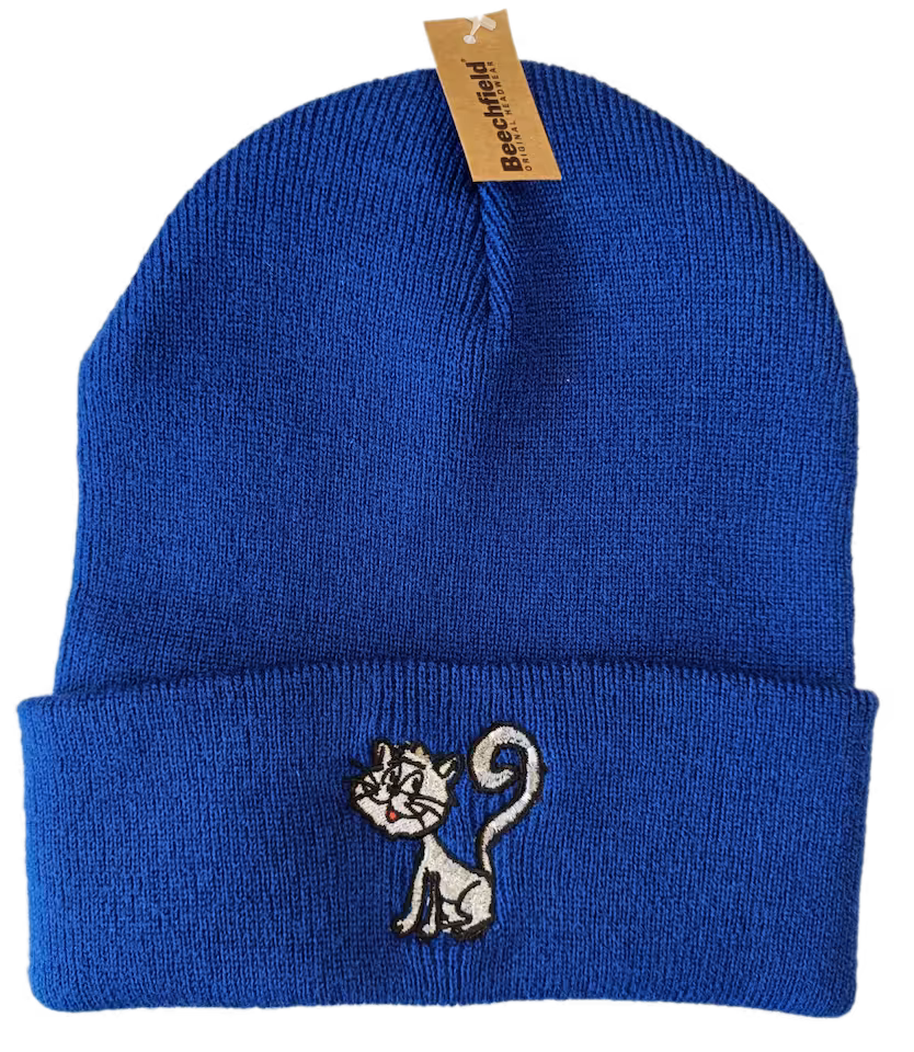 Czapka zimowa z kotem Cukierkiem GRANATOWA