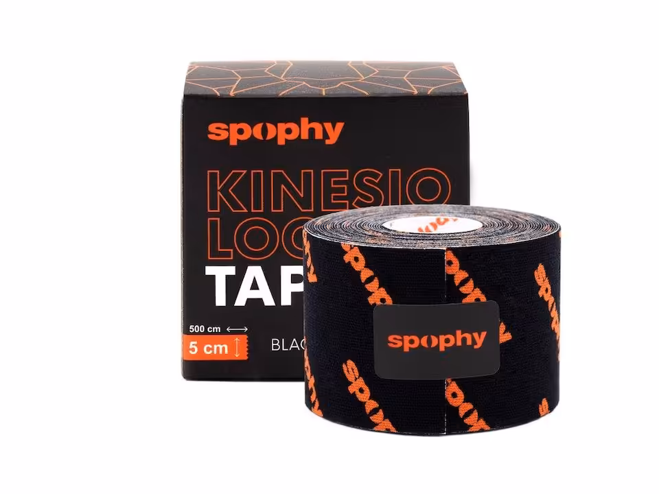 Spophy Kinesiology Tape Czarna, czarna taśma, 5 cm x 5 m