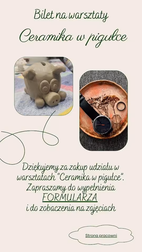 Bilet na warsztaty - Ceramika w pigułce - opcja ze szkliwieniem