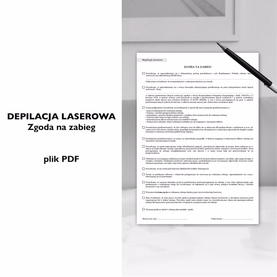 DEPILACJA LASEROWA - zgoda na zabieg | formularz zgody