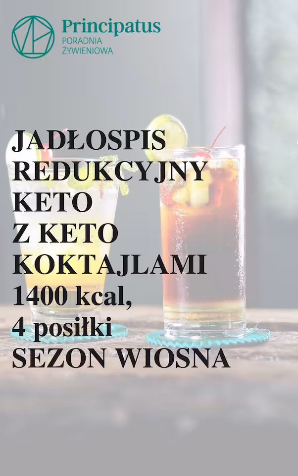 Keto z keto koktajlami, jadłospis redukcyjny,  7 dni, 4 posiłki, 1400kcal, miary domowe, lista zakupów, sezon wiosna