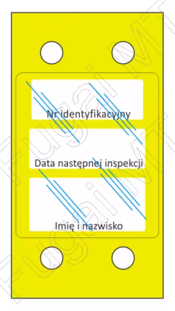 Etykieta przeglądu szelek bezpieczeństwa. Opakowanie 10 szt.