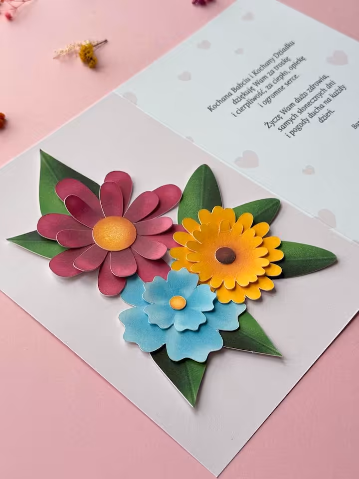 🌷 Kartka dla Mamy i Taty (kolorowa + czarno-biała)