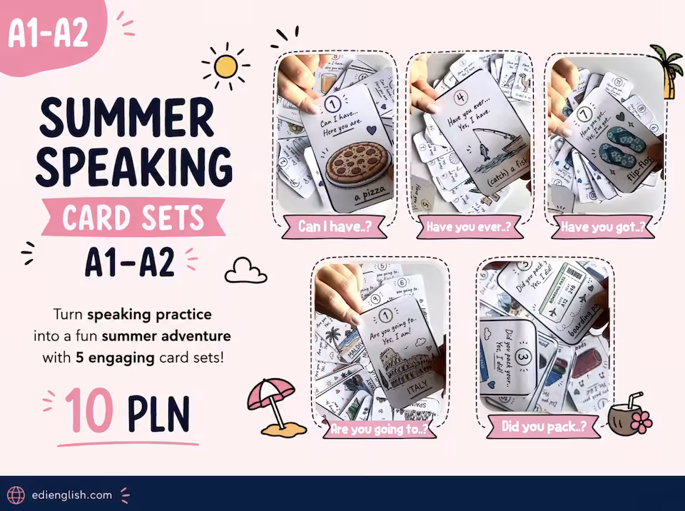5 Summer Speaking Card Sets | A1–A2