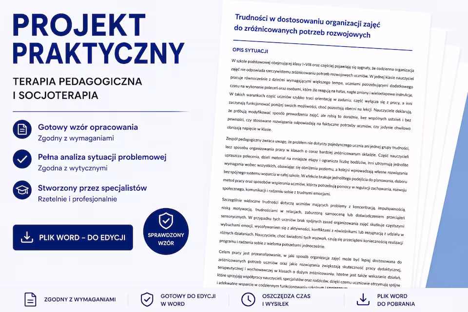 Projekt praktyczny -  Terapia pedagogiczna i Socjoterapia