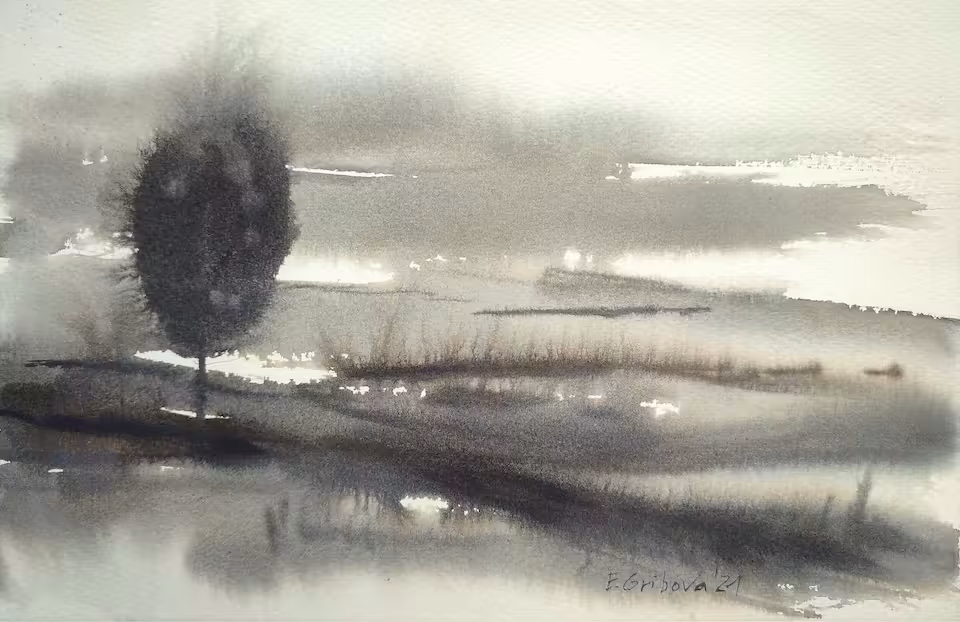 Akwarela "Abstract landscape 8" / 90