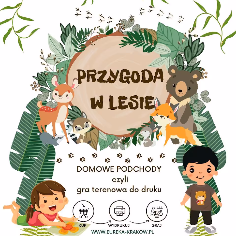 Przygoda w lesie -domowe podchody czyli gra terenowa do druku