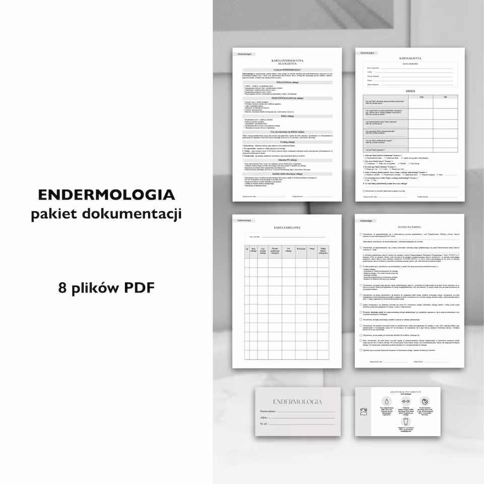 ENDERMOLOGIA dokumenty zabiegowe PAKIET