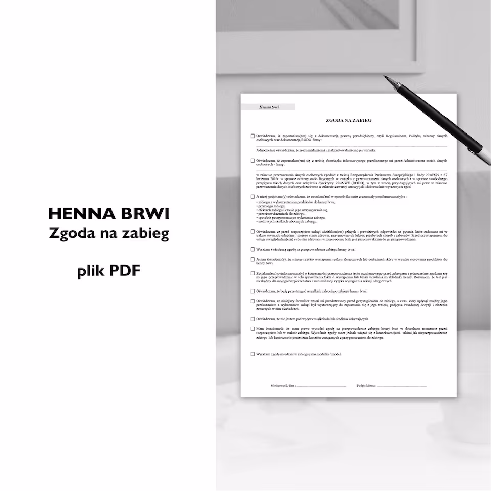 HENNA BRWI - zgoda na zabieg | formularz zgody