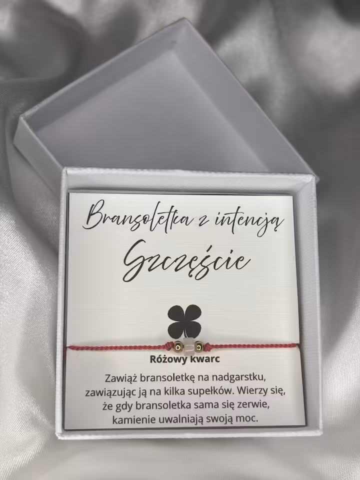BRANSOLETKA SZCZĘŚCIA  Z KWARCEM RÓŻOWYM