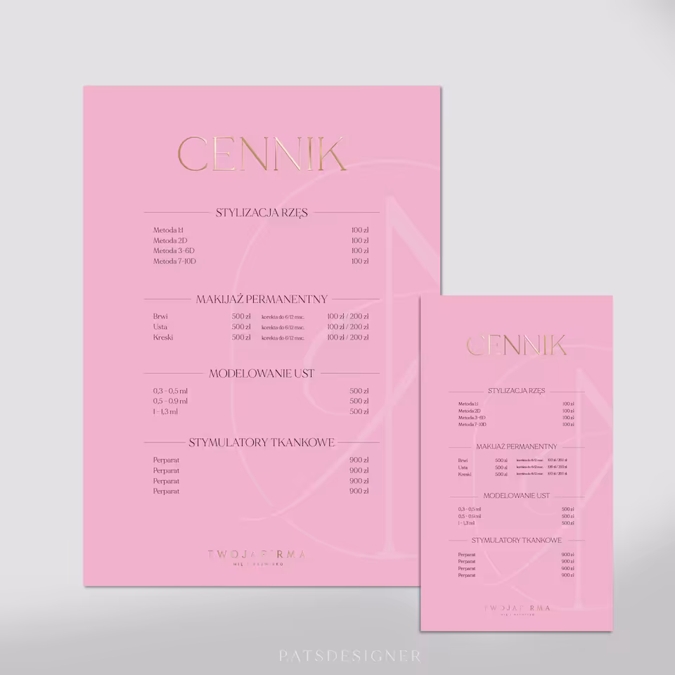 Cennik minimal - cukierkowy gładki