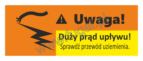 Naklejka "Duży prąd upływu" 81mm x 31mm, folia, 8 szt.