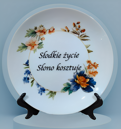 Talerz ceramiczny Sarnodzieło 20 cm Słodkie życie Słono kosztuje