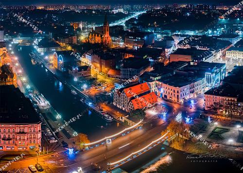 Bydgoszcz centrum nocą Wydruk Fotograficzny 60 x 80 cm