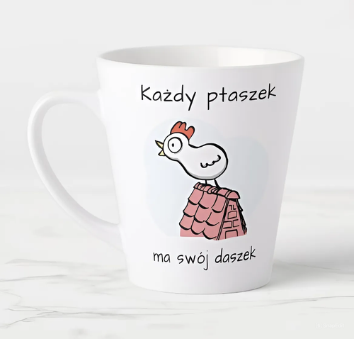 Kubek latte Garage Print 350 ml Każdy ptaszek ma swój daszek