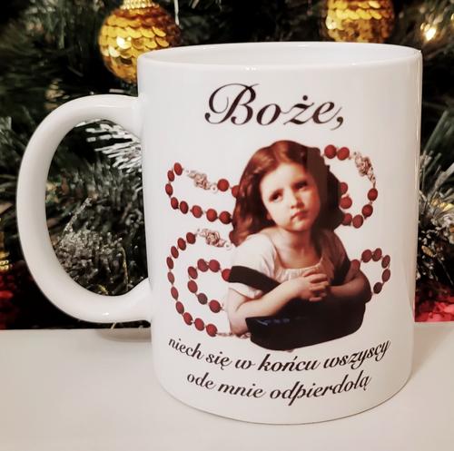 Kubek ceramiczny Sarnodzieło 330 ml Boże, niech się w końcu wszyscy ode mnie odpierdolą
