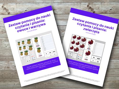 Pakiet ebooków: Owoce i warzywa oraz Zwierzęta - pomoce dydaktyczne do nauki czytania
