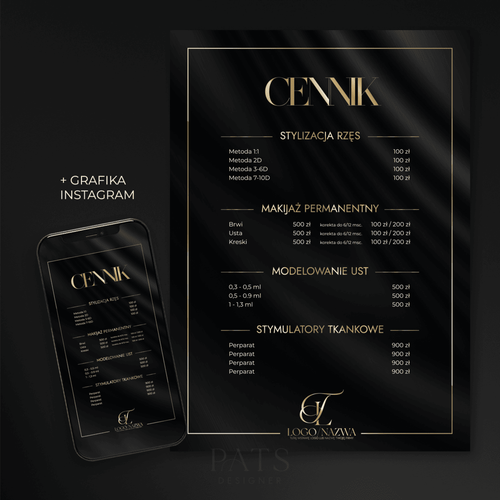 Cennik - czarna satyna