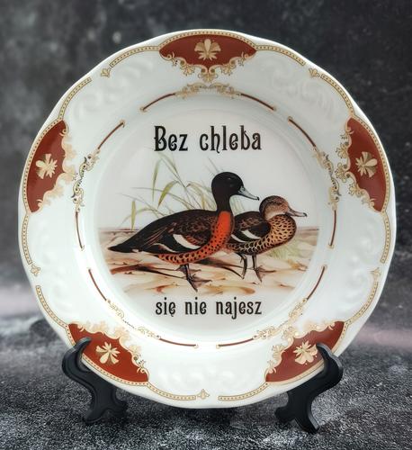 Talerz porcelanowy Sarnodzieło 20 cm Bez chleba się nie najesz