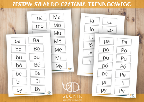 Sklepik Słonika / Zestaw sylab do czytania treningowego