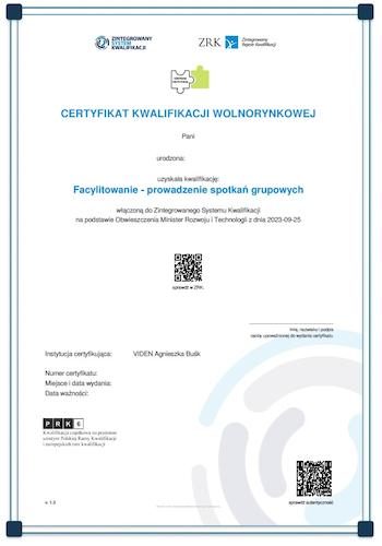 Walidacja kwalifikacji "Facylitowanie - prowadzenie spotkań grupowych"