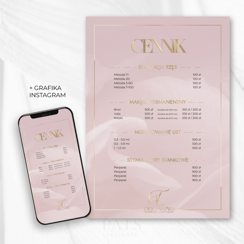 Cennik - brudny róż