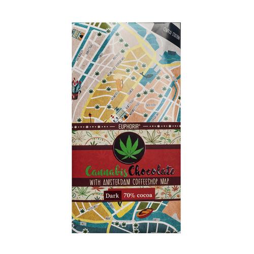 Czekolada gorzka 70% z mapą Coffeeshopów w Amsterdamie 80 g EUPHORIA