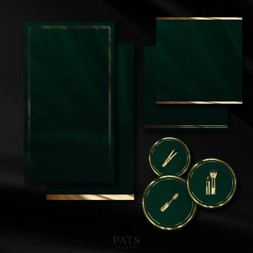 Zielona satyna+złoto - pakiet grafik
