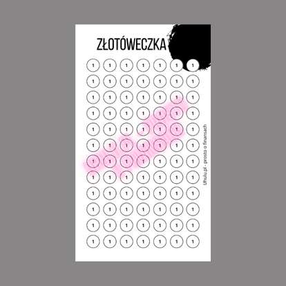 Wyzwanie finansowe jedyneczka  black A6 PDF do druku