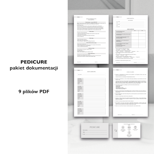 PEDICURE dokumenty zabiegowe PAKIET