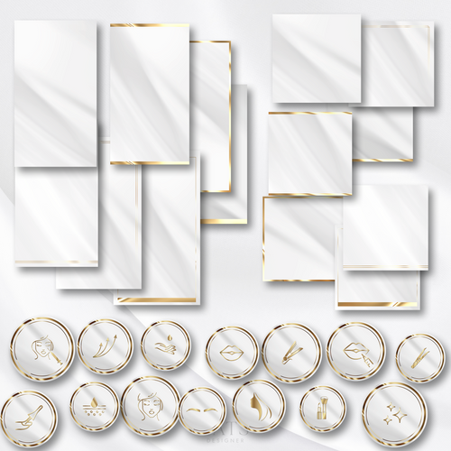 Biała satyna+złoto - pakiet grafik