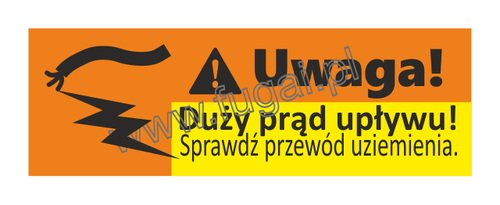 Naklejka "Duży prąd upływu" 48x16mm, folia, 10szt.