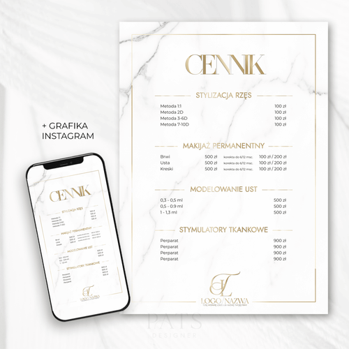 Cennik - biały marmur