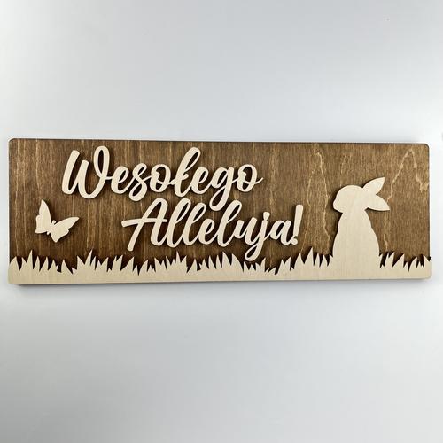 Drewniana tabliczka napis Wesołego Alleluja 3D