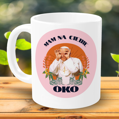 Kubek ceramiczny Sarnodzieło 330 ml Mam na Ciebie oko