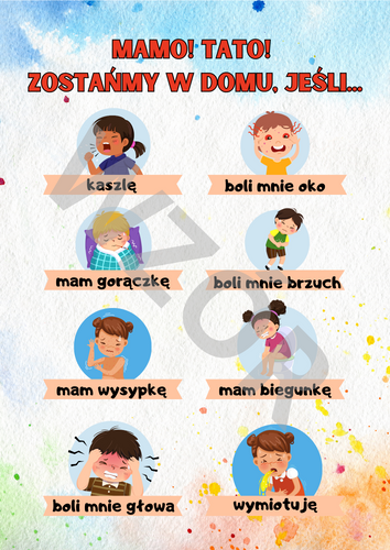 Plakat na gazetkę- Mamo! Tato! Zostańmy w domu, jeśli...