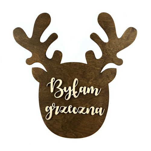 Tabliczka BYŁAM GRZECZNA RENIFER rekwizyt do zdjęć